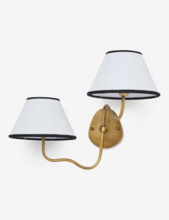 Magdalene Double Sconce -KIRA Lighting Shop MagdaleneDoubleSconceBrass BlackRimShade 12724