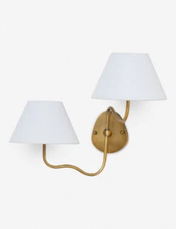 Magdalene Double Sconce -KIRA Lighting Shop MagdaleneDoubleSconceBrass WhiteShade 0018